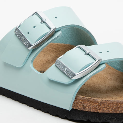 ARIZONA PATENT SURF GREEN WOMEN'S SLIPPERS IN PAINTED BIRKO-FLOR