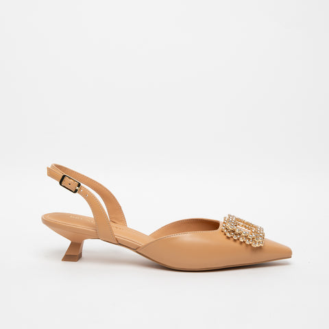 SLINGBACK BEIGE DONNA IN PELLE