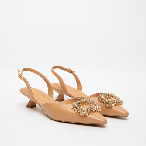 SLINGBACK BEIGE DONNA IN PELLE