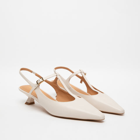 SLINGBACK CREMA DONNA IN PELLE