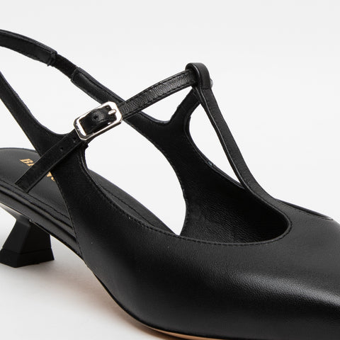 SLINGBACK NERO DONNA IN PELLE