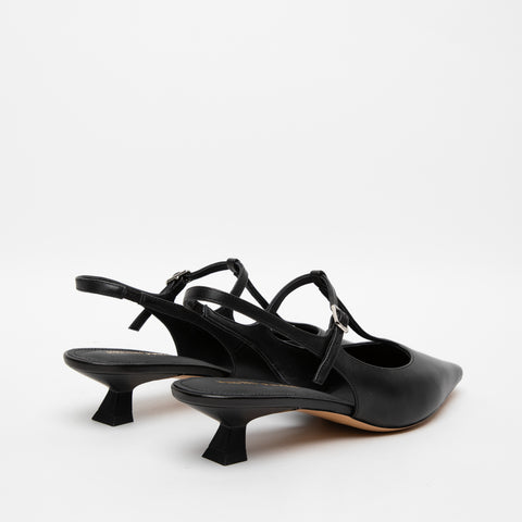 SLINGBACK NERO DONNA IN PELLE