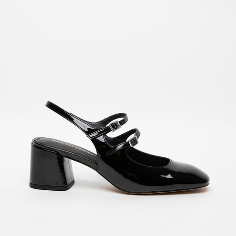 SLINGBACK NERO DONNA IN SIMILPELLE LUCIDA