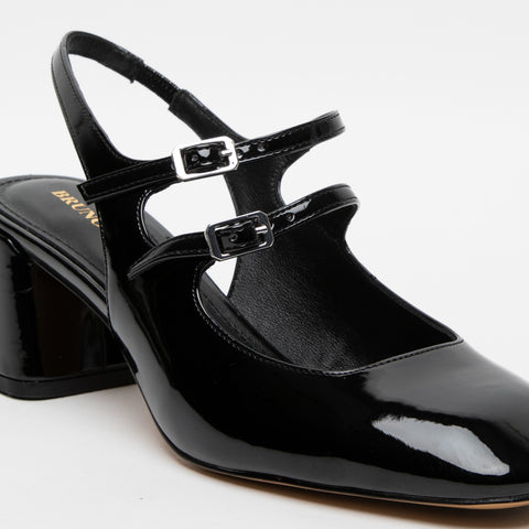 SLINGBACK NERO DONNA IN SIMILPELLE LUCIDA