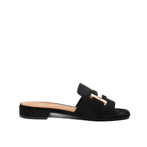 CIABATTA NERO DONNA IN PELLE