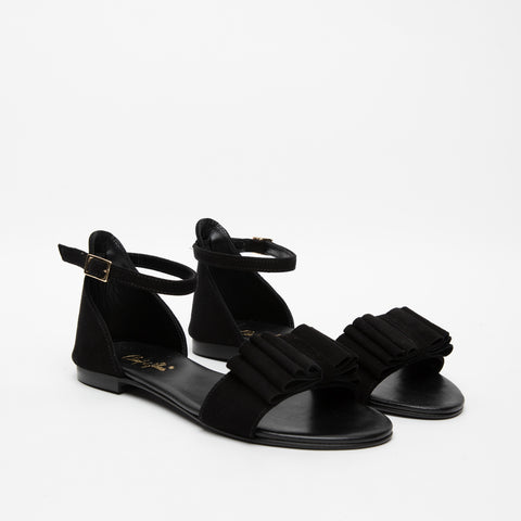 SANDALO NERO DONNA IN PELLE