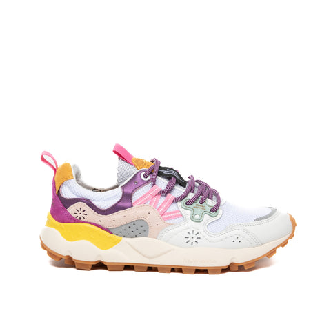 YAMANO 3 WHITE/PASTEL MULTI WOMEN'S SNEAKERS IN LEATHER AND FABRIC