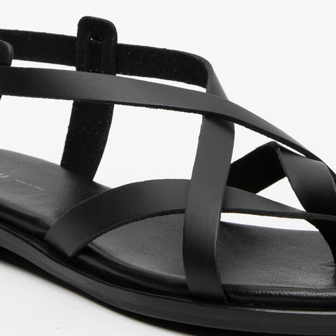 WOMEN'S BLACK LEATHER SANDAL