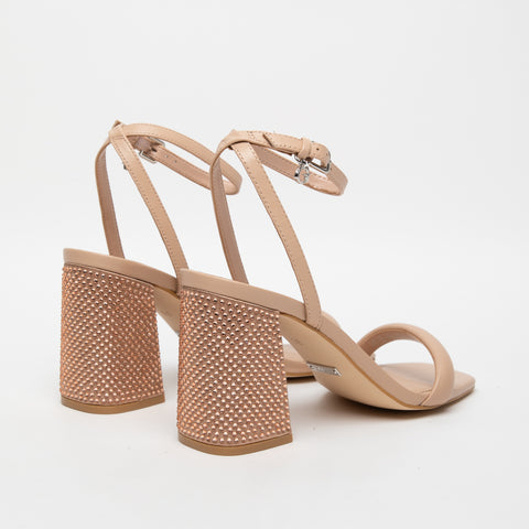 SANDALO BEIGE DONNA IN PELLE CON MICRO-BORCHIE