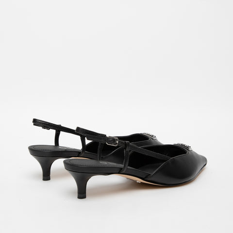 WOMEN'S BLACK SLING BACK IN LEATHER