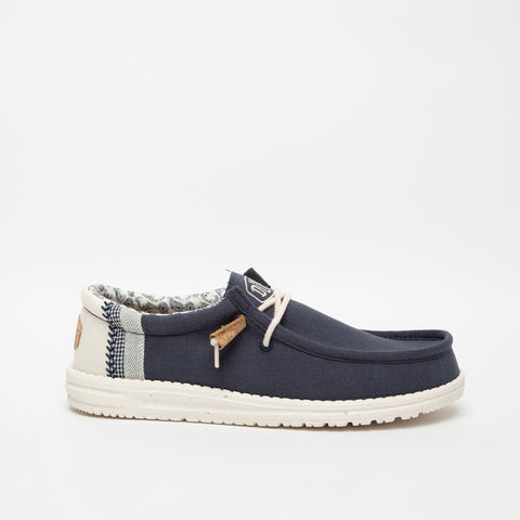 WALLY BREAK STITCH NAVY MOCASSINO UOMO IN TESSUTO