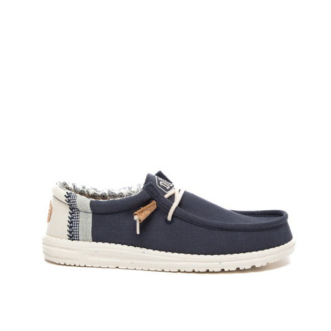 WALLY BREAK STITCH NAVY MOCASSINO UOMO IN TESSUTO