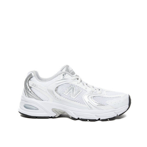 MR530EMA WHITE/SILVER UNISEX SNEAKERS IN FABRIC AND IMITATION LEATHER