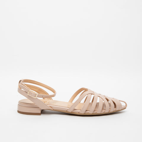 WOMEN'S NUDE SLINGBACK IN LACQUERED LEATHER