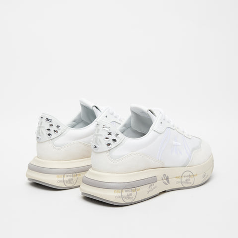 CASSIE BIANCO SNEAKERS DONNA IN PELLE E TESSUTO