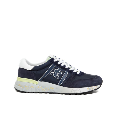 LANDER BLU SNEAKERS UOMO IN PELLE E TESSUTO