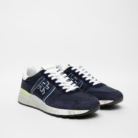 LANDER BLU SNEAKERS UOMO IN PELLE E TESSUTO