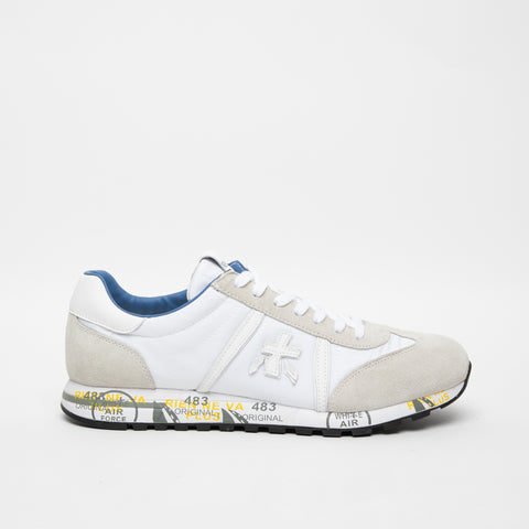 LUCY BIANCO SNEAKERS UOMO IN PELLE E TESSUTO