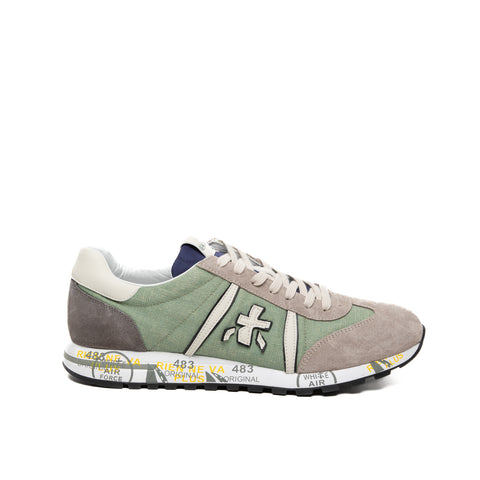 LUCY GREEN MEN'S SNEAKERS IN LEATHER AND FABRIC