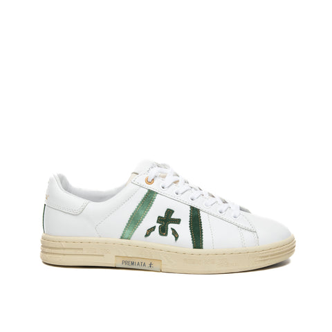 RUSSEL WHITE/GREEN MEN'S LEATHER SNEAKERS