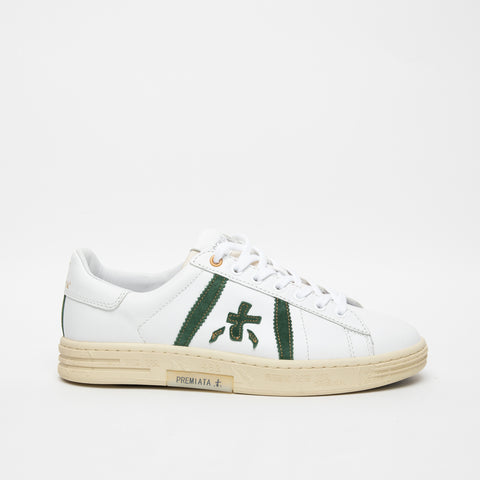 RUSSEL BIANCO/VERDE SNEAKERS UOMO IN PELLE