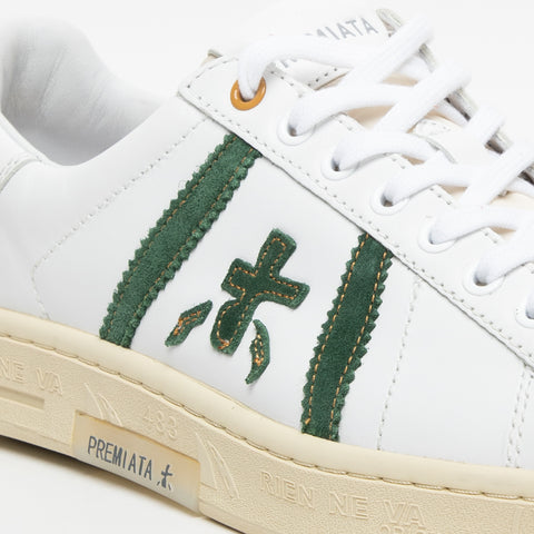 RUSSEL BIANCO/VERDE SNEAKERS UOMO IN PELLE