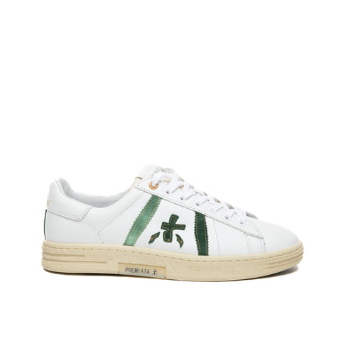 RUSSEL BIANCO/VERDE SNEAKERS UOMO IN PELLE