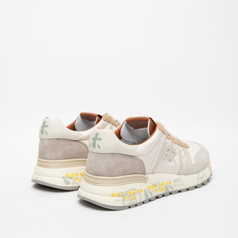 LANDER BEIGE SNEAKERS UOMO IN PELLE E TESSUTO