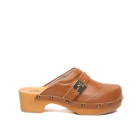 PESCURA CLOG 50 COGNAC SABOT DONNA IN PELLE