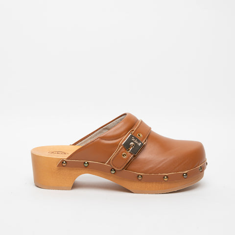 PESCURA CLOG 50 COGNAC SABOT DONNA IN PELLE