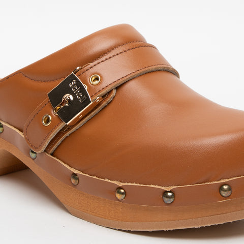 PESCURA CLOG 50 COGNAC SABOT DONNA IN PELLE