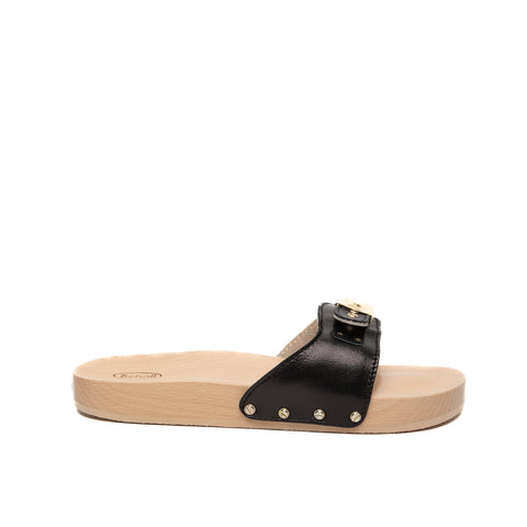 PESCURA FLAT NERO CIABATTA DONNA IN PELLE