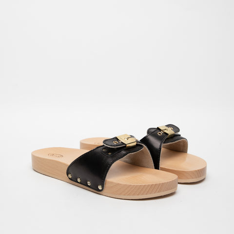 PESCURA FLAT NERO CIABATTA DONNA IN PELLE