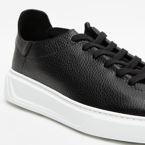 752U BLACK MEN'S LEATHER SNEAKERS