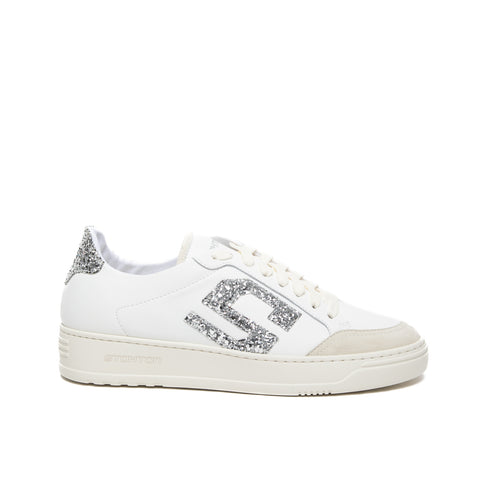 S-ONE DIAMOND BIANCO SNEAKERS DONNA IN PELLE CON GLITTER