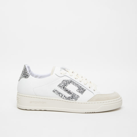 S-ONE DIAMOND BIANCO SNEAKERS DONNA IN PELLE CON GLITTER