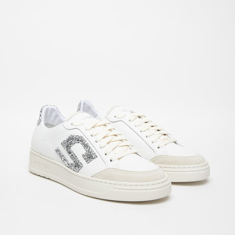 S-ONE DIAMOND BIANCO SNEAKERS DONNA IN PELLE CON GLITTER