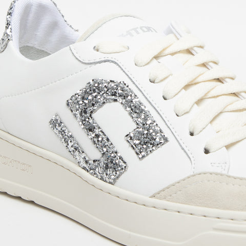 S-ONE DIAMOND BIANCO SNEAKERS DONNA IN PELLE CON GLITTER