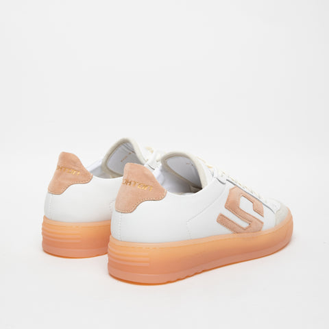 S-ONE PEACH WHITE WOMEN'S LEATHER SNAEKERS