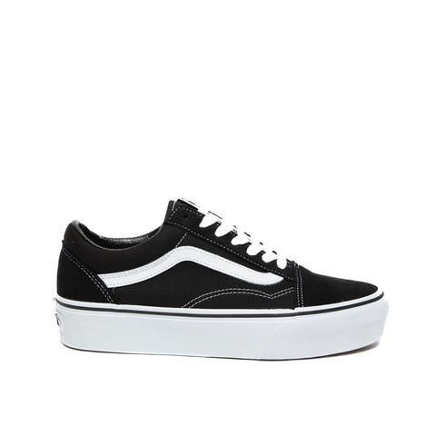 OLD SKOOL PLATFORM BLACK/WHITE WOMEN'S SNEAKERS IN LEATHER AND FABRIC