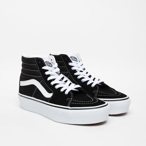 SK8-HI PLATFORM BLACK/WHITE WOMEN'S SNEAKERS IN LEATHER AND FABRIC