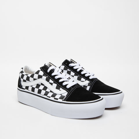 OLD SKOOL PLATFORM BLACK/WHITE WOMEN'S SNEAKERS IN LEATHER AND FABRIC