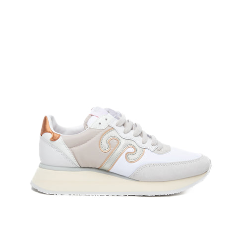 MASTER WHITE/BEIGE WOMEN'S SNEAKERS IN LEATHER AND NYLON