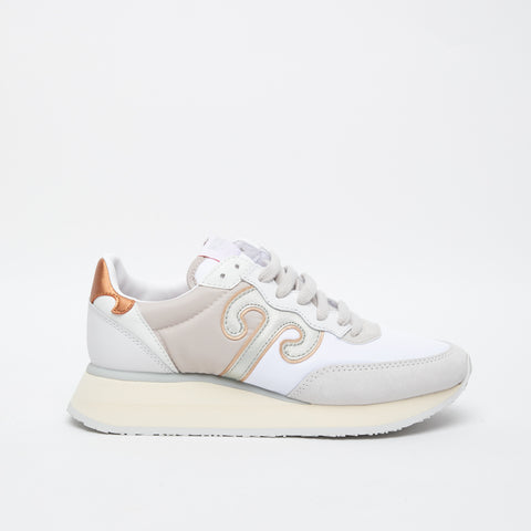 MASTER WHITE/BEIGE WOMEN'S SNEAKERS IN LEATHER AND NYLON