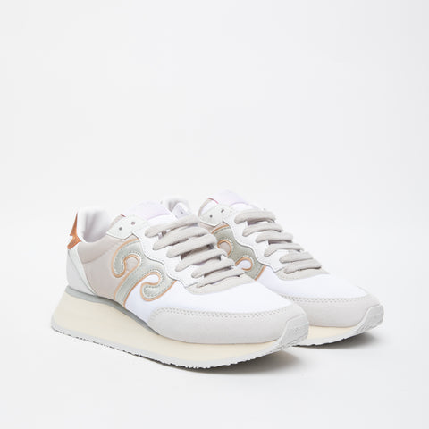 MASTER WHITE/BEIGE WOMEN'S SNEAKERS IN LEATHER AND NYLON