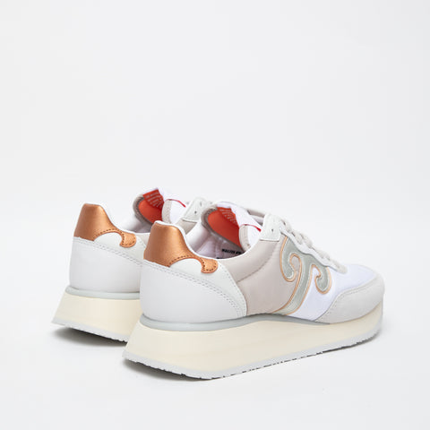 MASTER WHITE/BEIGE WOMEN'S SNEAKERS IN LEATHER AND NYLON