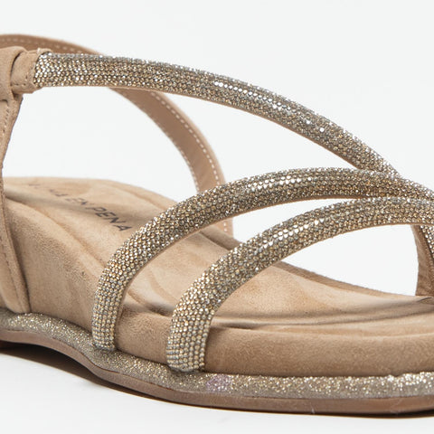 V251751 BEIGE SANDALO DONNA IN PELLE CON STRASS