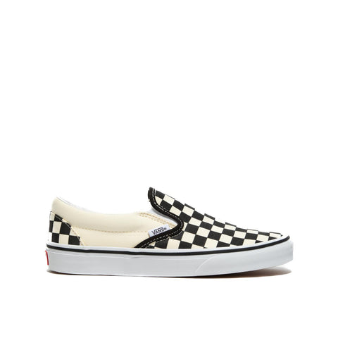 CLASSIC SLIP ON CHECKERBOARD WHITE SNEAKERS UNISEX IN TESSUTO