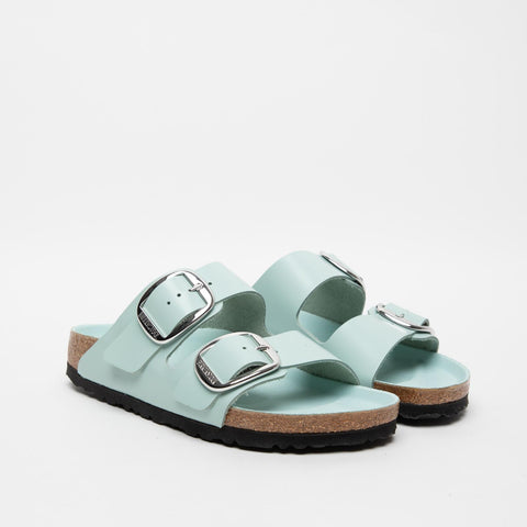 ARIZONA BIG BUCKLE HIGH-SHINE SURF GREEN WOMEN'S SLIPPERS IN LACQUERED LEATHER