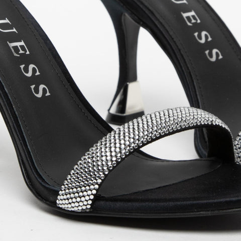 SANDALO NERO DONNA IN MISTO SETA CON STRASS